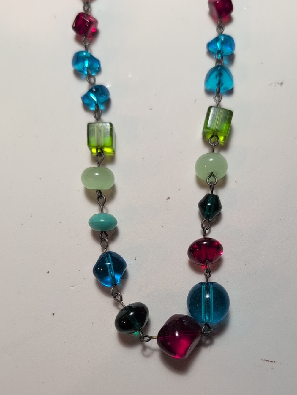 Handmade Colorful Lampwork Transparent Chain Bead Necklace - Picture 4 of 4